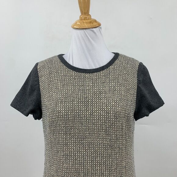 Talbots Shift Dress Womens 4 Gray Metallic Tweed Wool Blend Short Sleeve Lined - Picture 3 of 12